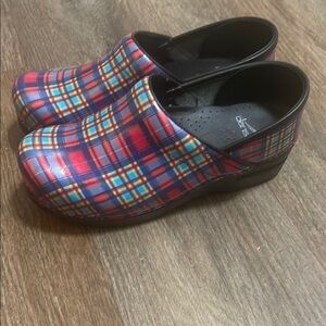 Dansko Red and Blue Slippers Vibrant Comfort